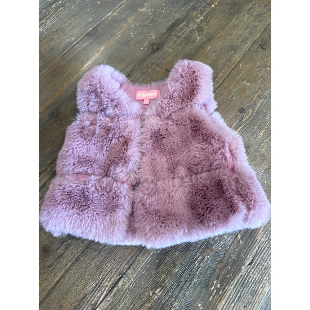 KIDBOX Faux Fur Vest Kids 4T Sleeveless Top Mauve Pink‎ Plush Cute